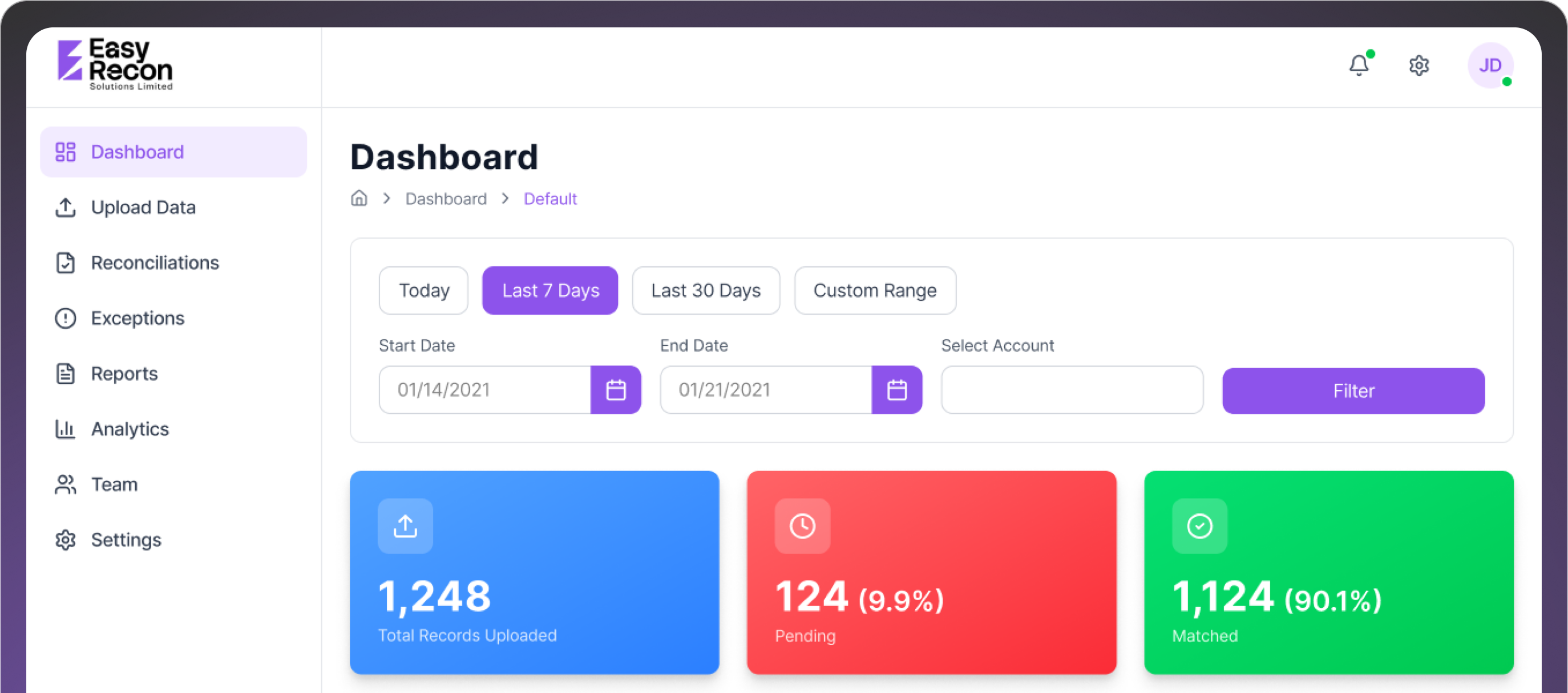 EasyRecon Dashboard